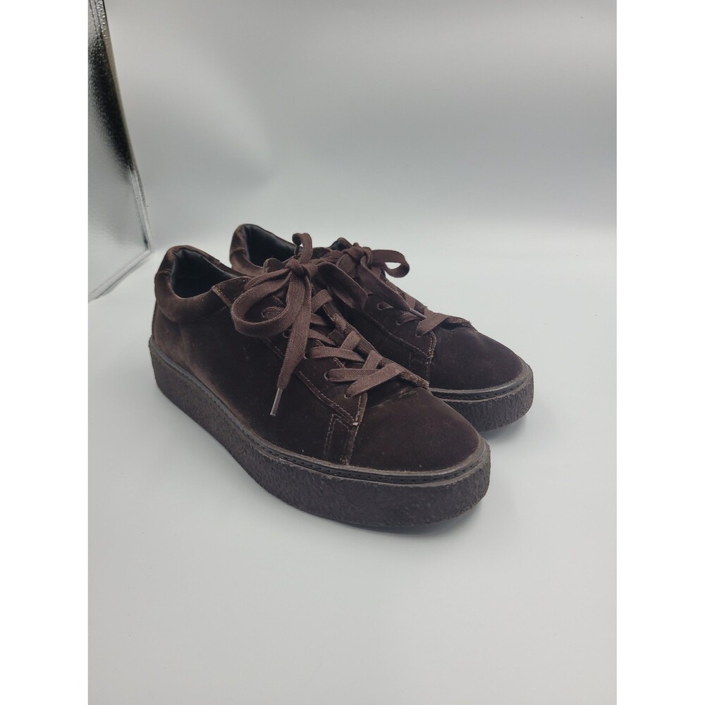 Vince Chocolate Brown Velour Sneakers Sz 8